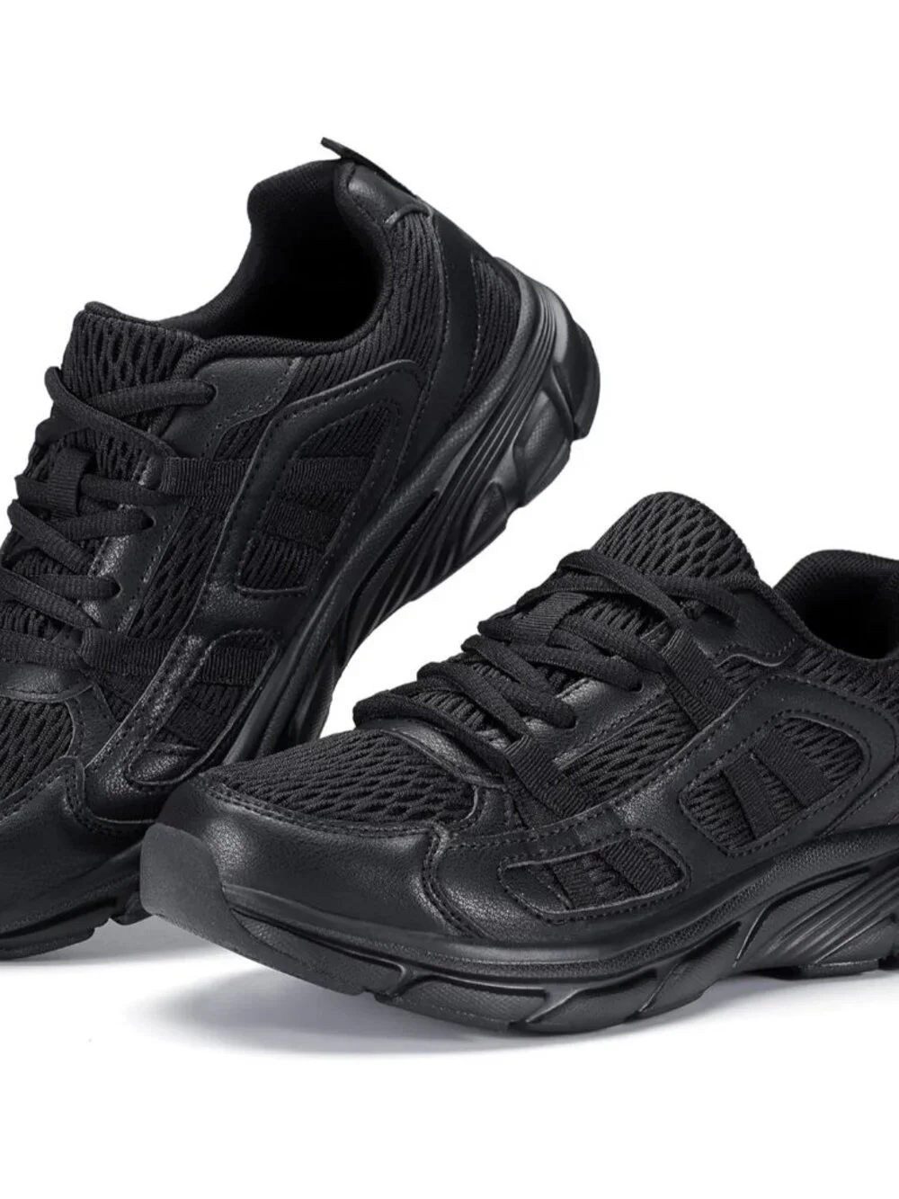 Women's All Black Walking Shoes Comfortable Running Casual Tennis Sneakers